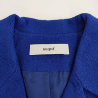 saqui blue spring jacket 定価65000円 サイズ38 スナップボタン テーラードジャケット ブルー レディース サキ【中古】5-1001M♪