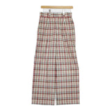 Harriss FP201-51005 チェックスラックス ストレート ワンタック パンツ ピンク ベージュ グリーン レディース ハリス【中古】6-0330M∞