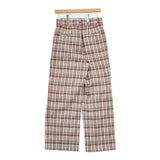 Harriss FP201-51005 チェックスラックス ストレート ワンタック パンツ ピンク ベージュ グリーン レディース ハリス【中古】6-0330M∞