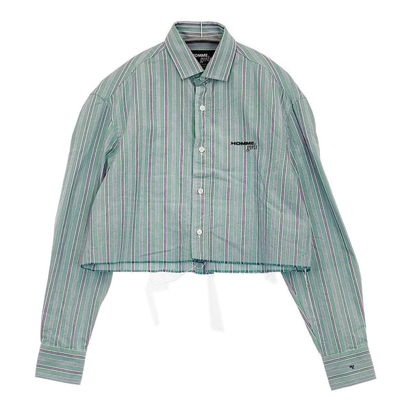 HOMME girls オムガールズ Ron Herman 別注 クロップドシャツ カットオフ ストライプ 長袖シャツ 25SS グリーン レディース【中古】5-1001M♪