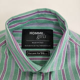 HOMME girls オムガールズ Ron Herman 別注 クロップドシャツ カットオフ ストライプ 長袖シャツ 25SS グリーン レディース【中古】5-1001M♪