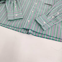 HOMME girls オムガールズ Ron Herman 別注 クロップドシャツ カットオフ ストライプ 長袖シャツ 25SS グリーン レディース【中古】5-1001M♪