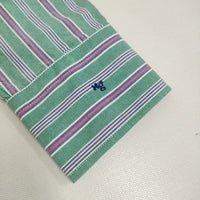 HOMME girls オムガールズ Ron Herman 別注 クロップドシャツ カットオフ ストライプ 長袖シャツ 25SS グリーン レディース【中古】5-1001M♪