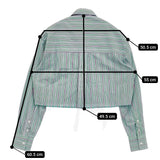 HOMME girls オムガールズ Ron Herman 別注 クロップドシャツ カットオフ ストライプ 長袖シャツ 25SS グリーン レディース【中古】5-1001M♪