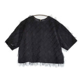 JOURNAL STANDARD L'essage 未使用品 フリンジジャガードTブラウス 定価17600円 24SS ブラック レディース ジャーナルスタンダードレサージュ【中古】6-0324S♪
