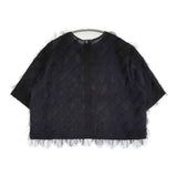 JOURNAL STANDARD L'essage 未使用品 フリンジジャガードTブラウス 定価17600円 24SS ブラック レディース ジャーナルスタンダードレサージュ【中古】6-0324S♪