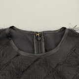 JOURNAL STANDARD L'essage 未使用品 フリンジジャガードTブラウス 定価17600円 24SS ブラック レディース ジャーナルスタンダードレサージュ【中古】6-0324S♪