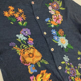45R/45rpm インディゴギマニット刺繍カーディガン コットン カーディガン ネイビー レディース フォーティーファイブアールピーエム【中古】6-0408M∞