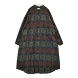 AFRICL アフリクル コットン 総柄 ベルト付き ワンピース グリーン ブラウン ブラック レディース【中古】5-1221M∞