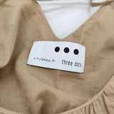 three dots Feather lawn dress フェザーローンドレス 定価36300円 サイズS ノースリーブ ワンピース ベージュ レディース スリードッツ【中古】6-0324S♪
