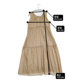 three dots Feather lawn dress フェザーローンドレス 定価36300円 サイズS ノースリーブ ワンピース ベージュ レディース スリードッツ【中古】6-0324S♪