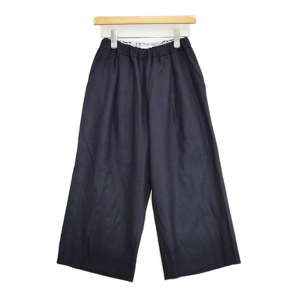 Chiclin ウール クロップドワイドパンツ サイズ1 クロップドパンツ ネイビー レディース チクリン【中古】5-1108T♪