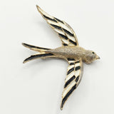 ヴィンテージ ツバメ 鳥 ブローチ ゴールド ホワイト ブラック レディース【中古】5-1130G∞