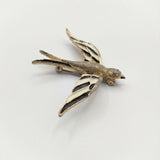 ヴィンテージ ツバメ 鳥 ブローチ ゴールド ホワイト ブラック レディース【中古】5-1130G∞