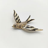 ヴィンテージ ツバメ 鳥 ブローチ ゴールド ホワイト ブラック レディース【中古】5-1130G∞