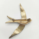 ヴィンテージ ツバメ 鳥 ブローチ ゴールド ホワイト ブラック レディース【中古】5-1130G∞