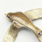 ヴィンテージ ツバメ 鳥 ブローチ ゴールド ホワイト ブラック レディース【中古】5-1130G∞