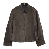 MARGARET HOWELL 牛革 スウェード MH-308461 イギリス製 シャツ ジャケット ブラウン レディース マーガレットハウエル【中古】5-1108T♪