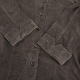 MARGARET HOWELL 牛革 スウェード MH-308461 イギリス製 シャツ ジャケット ブラウン レディース マーガレットハウエル【中古】5-1108T♪