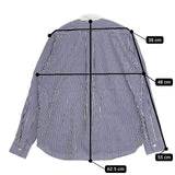 STAMP AND DIARY バンドカラー ストライプ コットン 長袖シャツ ブルー ホワイト レディース スタンプ アンド ダイアリー【中古】6-0117M∞