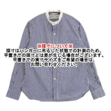 STAMP AND DIARY バンドカラー ストライプ コットン 長袖シャツ ブルー ホワイト レディース スタンプ アンド ダイアリー【中古】6-0117M∞