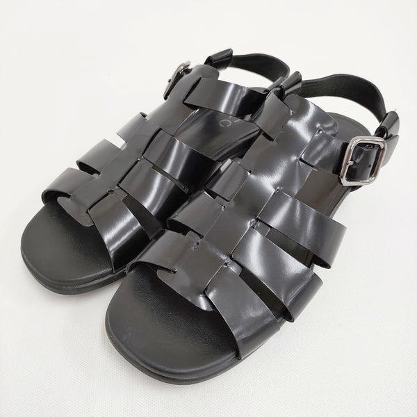 ecco スカルプテッド アルバ 25 フラットサンダル 37 定価27500円 サンダル 25SS ブラック レディース エコー【中古】5-1001S♪