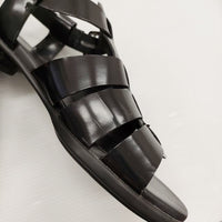 ecco スカルプテッド アルバ 25 フラットサンダル 37 定価27500円 サンダル 25SS ブラック レディース エコー【中古】5-1001S♪