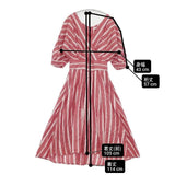 FRAY I.D リネンカシュクールストライプワンピース FWFO181172 ワンピース レッド ホワイト レディース フレイアイディー【中古】6-0502S∞
