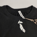 mina perhonen tarn シルク コットン ys8421 Ｔシャツ カットソー ブラック レディース ミナペルホネン【中古】6-0502S∞