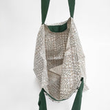 mina perhonen 23AW usami ワンマイルバッグ フロッキープリント aba9779 トートバッグ ベージュ グリーン レディース ミナペルホネン【中古】6-0122G◎