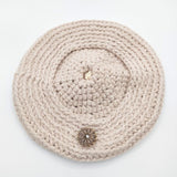 mina perhonen/hitomi shinoyama ブローチ付き ベレー帽 ニット帽 帽子 ニットキャップ ピンクベージュ レディース ミナペルホネン/ヒトミ シノヤマ【中古】5-1130T∞