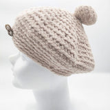 mina perhonen/hitomi shinoyama ブローチ付き ベレー帽 ニット帽 帽子 ニットキャップ ピンクベージュ レディース ミナペルホネン/ヒトミ シノヤマ【中古】5-1130T∞