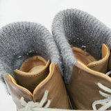 mina perhonen maki レースアップブーツ 38サイズ 定価73000円 牛革 レザー リブ カシミヤ ブーツ ブラウン レディース ミナペルホネン【中古】5-1021T◎