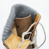 mina perhonen maki レースアップブーツ 38サイズ 定価73000円 牛革 レザー リブ カシミヤ ブーツ ブラウン レディース ミナペルホネン【中古】5-1021T◎