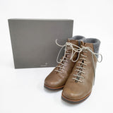 mina perhonen maki レースアップブーツ 38サイズ 定価73000円 牛革 レザー リブ カシミヤ ブーツ ブラウン レディース ミナペルホネン【中古】5-1021T◎