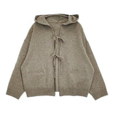 nest Robe パウダーWフードリボンカーディガン 定価35200円 ウールニット カーディガン 24AW グレー レディース ネストローブ【中古】5-1031T♪