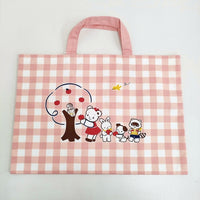 Familiar 新品 レッスンバッグ チェック トートバッグ ピンク ホワイト レディース ファミリア【中古】5-1001G♪