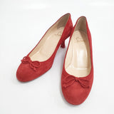 Christian Louboutin スウェード スエード リボン ヒールパンプス 35 パンプス レッド レディース クリスチャンルブタン【中古】6-0119G◎