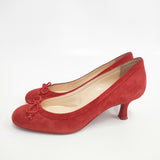 Christian Louboutin スウェード スエード リボン ヒールパンプス 35 パンプス レッド レディース クリスチャンルブタン【中古】6-0119G◎