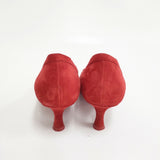 Christian Louboutin スウェード スエード リボン ヒールパンプス 35 パンプス レッド レディース クリスチャンルブタン【中古】6-0119G◎