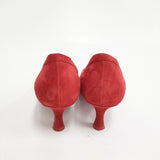 Christian Louboutin スウェード スエード リボン ヒールパンプス 35 パンプス レッド レディース クリスチャンルブタン【中古】6-0119G◎