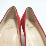 Christian Louboutin スウェード スエード リボン ヒールパンプス 35 パンプス レッド レディース クリスチャンルブタン【中古】6-0119G◎
