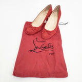 Christian Louboutin スウェード スエード リボン ヒールパンプス 35 パンプス レッド レディース クリスチャンルブタン【中古】6-0119G◎