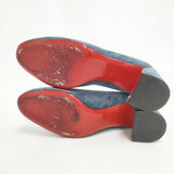 Christian Louboutin スウェード スエードチャンキーヒール パンプス 35 パンプス ブルーグレー レディース クリスチャンルブタン【中古】6-0119G◎