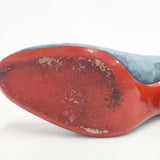 Christian Louboutin スウェード スエードチャンキーヒール パンプス 35 パンプス ブルーグレー レディース クリスチャンルブタン【中古】6-0119G◎