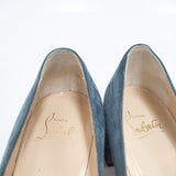 Christian Louboutin スウェード スエードチャンキーヒール パンプス 35 パンプス ブルーグレー レディース クリスチャンルブタン【中古】6-0119G◎