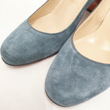 Christian Louboutin スウェード スエードチャンキーヒール パンプス 35 パンプス ブルーグレー レディース クリスチャンルブタン【中古】6-0119G◎