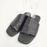 BARI バリ 別注 型押し レザーサンダル クロコブラック 定価13640円 weeksdays ほぼ日 伊藤まさこ サイズ35 サンダル ブラック レディース【中古】6-0426S◎