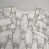 marble sud 未使用 ヤッホーベア 刺繍 コットンリネン ワンピース ホワイト グレー レディース マーブルシュッド【中古】6-0330M∞