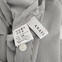 ANAYI サッカーストレッチサイドベルトワンピース 定52800円 36 ストライプ スキッパー 25SS グレー ホワイト レディース アナイ【中古】5-1001S♪